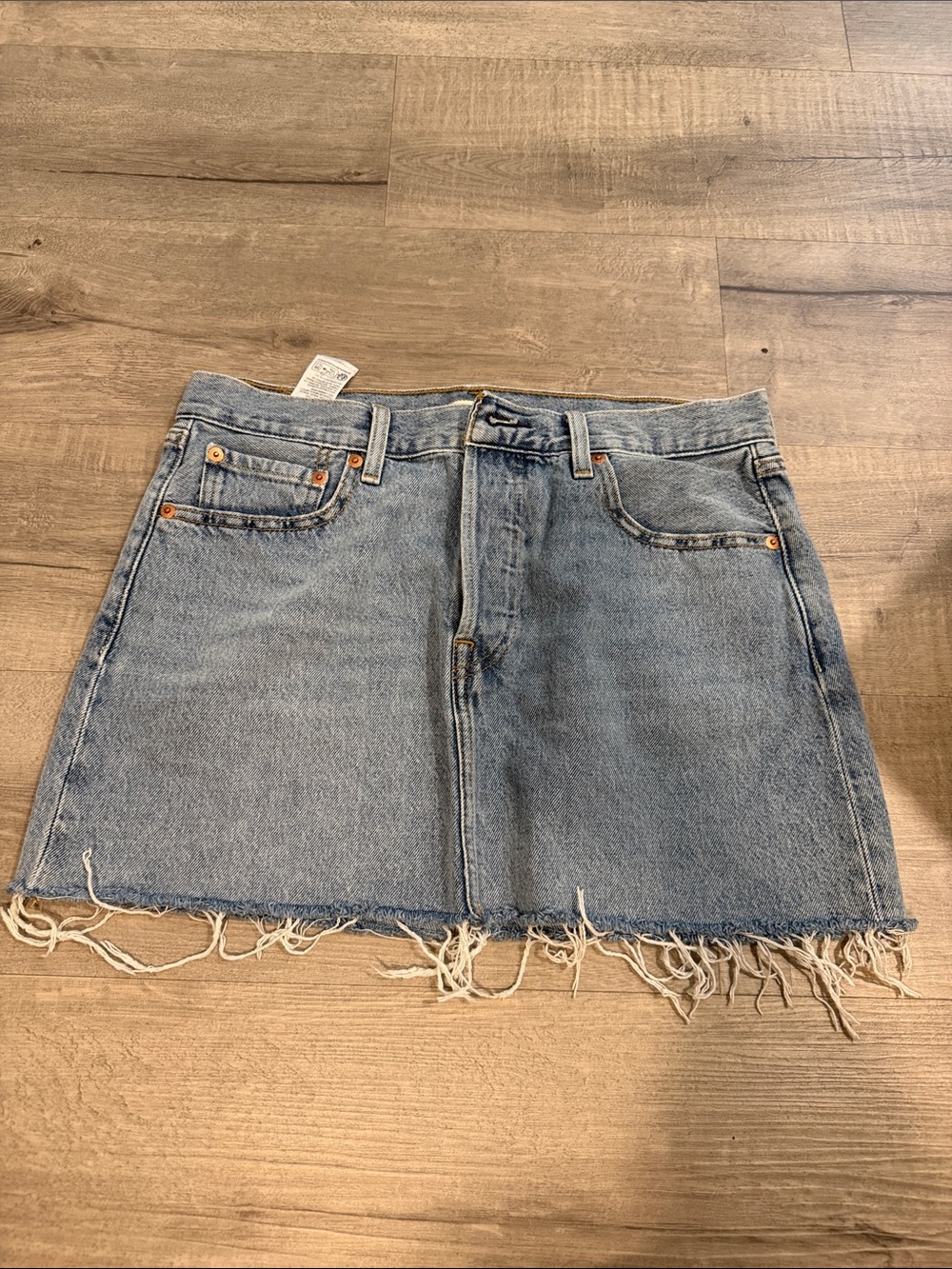 Levi's Light Blue Denim Frayed Hem Mini Skirt